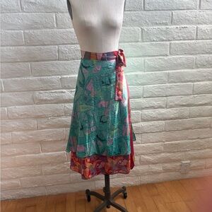 Cleobella Teal and Pink Layered Wrap Skirt